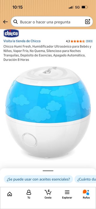 Humidificador Chicco Humi Fresh Bebé