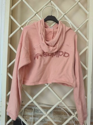 Felpa crop Adidas rosa taglia unica