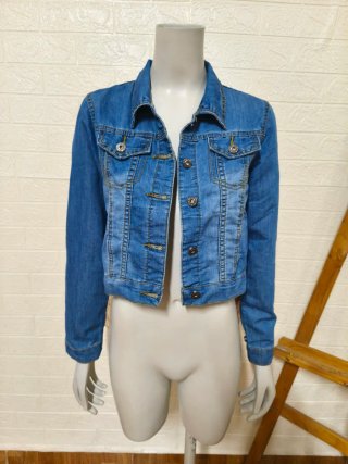 Chaqueta Biker Denim con Flecos talla S