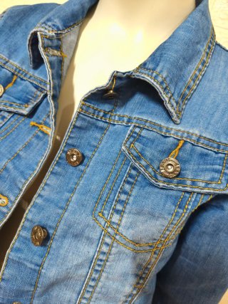 Chaqueta Biker Denim con Flecos talla S