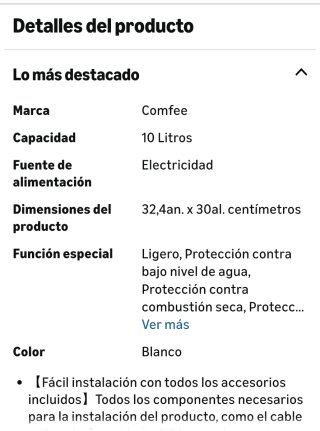 Calentador de agua eléctrico 10L