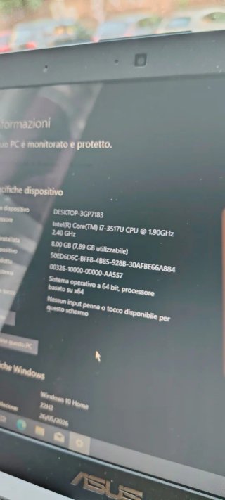 Notebook Asus Intel i7 8/250GB HDD