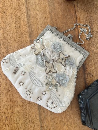 Bolso fiesta vintage plateado y blanco