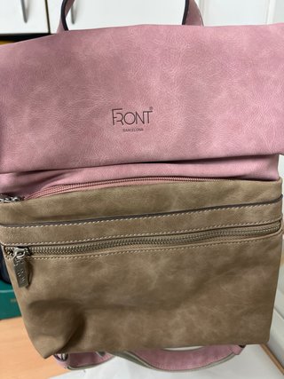 Mochila Bolso Front Barcelona Rosa y Beige