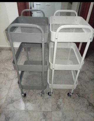Carrito Auxiliar Gris Metálico 3 Niveles