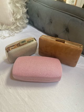 Pack 3 bolsos de fiesta dorados y rosas