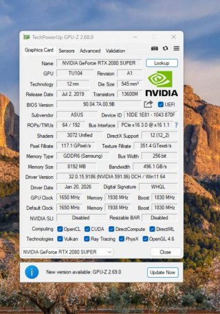 Asus RTX 2080 Super Tarjeta Gráfica