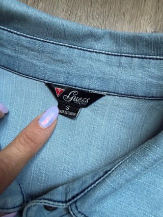 Camisa vaquera elástica Guess azul