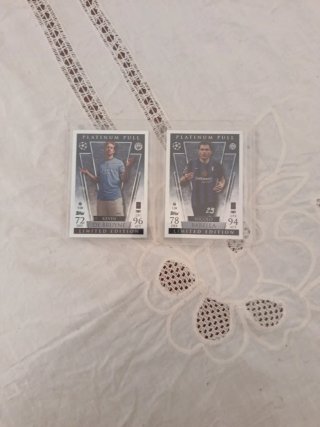 2 Cartas Futbol Platinum Pull De Bruyne y Barella