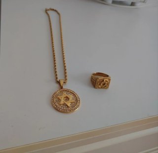 Collar y Anillo Estrella de David Oro