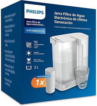 Caraffa filtrante Philips Water Instant (3 L) - Acqua pulita e dal sapore eccellente in pochi secondi, riduce cloro e piombo