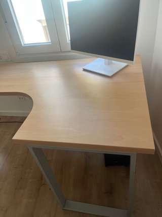 Mesa escritorio esquinera madera y metal