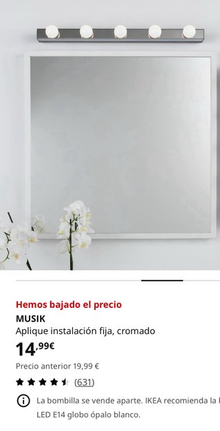 Espejo con aplique tipo camerino