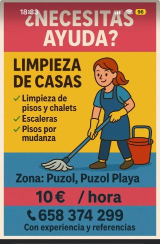 Me ofrezco limpieza de casas