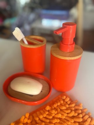 Juego Accesorios Baño Naranja
