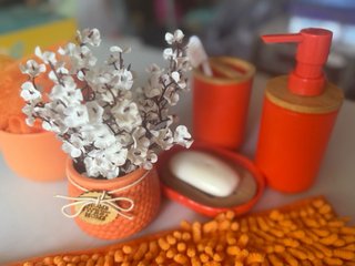 Juego Accesorios Baño Naranja