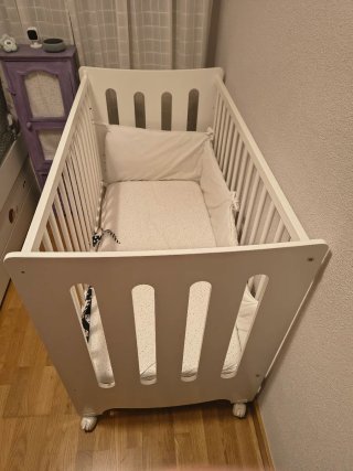 Cuna evolutiva Bebecar Trama blanca madera 120x60
