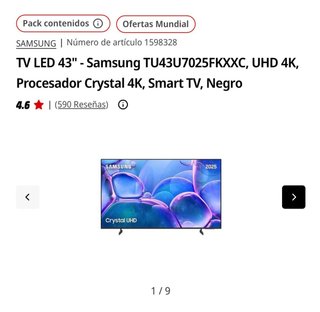 Samsung Smart TV 43'' Crystal 4K
