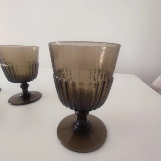 Juego de 4 copas vintage ahumadas