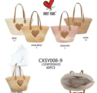 Borsa paglia Sweet Years cuore