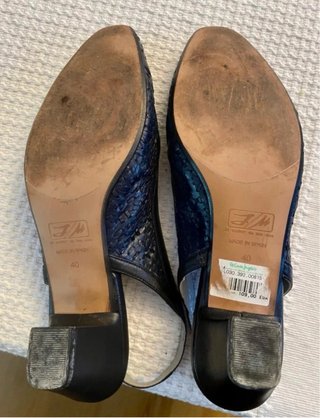 Zapatos salón destalonados piel azul T40