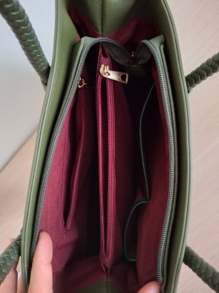 Borsa a mano verde oliva con tracolla