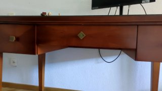 Escritorio madera y cristal marrón