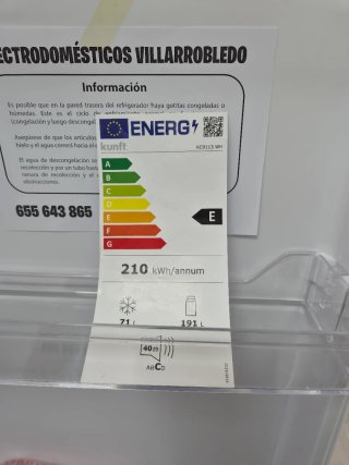FRIGORÍFICO COMBI KUNFT KC9113 180CM