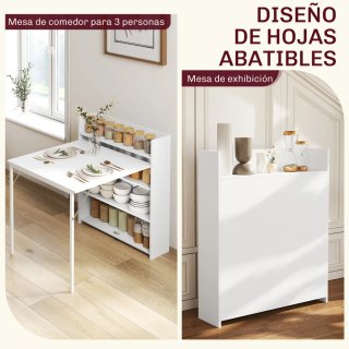 Mesa Plegable Blanca Estantería