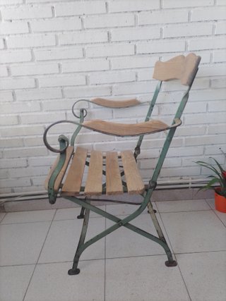 Silla plegable madera y forja