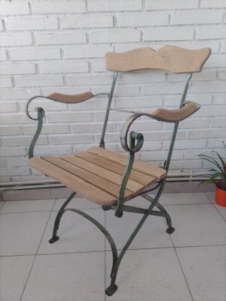 Silla plegable madera y forja