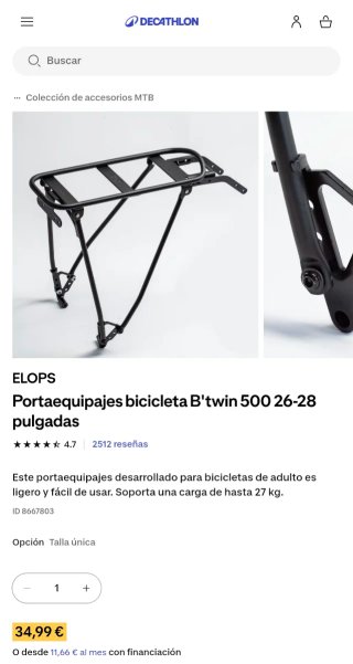 Portaequipajes Bicicleta adultos Btwin