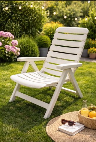 Hamaca plegable de plástico blanca con cojin