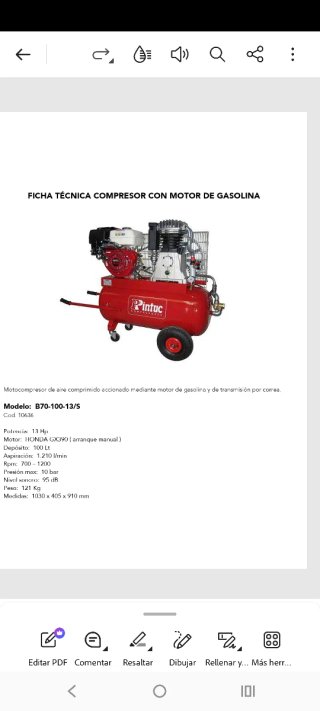 Compresor gasolina Honda 10Hp