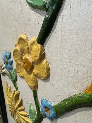 Biombo floral de madera