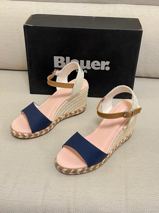 Sandali Blauer Zeppa Beige/Blu Tg 37