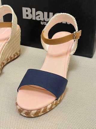 Sandali Blauer Zeppa Beige/Blu Tg 37
