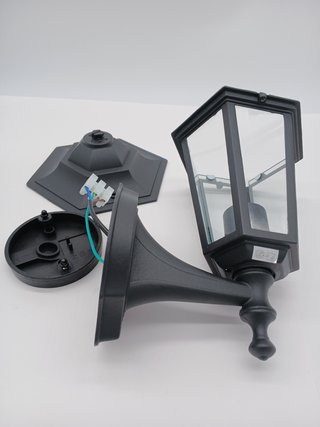 Eglo Laterna 4 Lámpara de pared para exterior de 1 foco, luz de pared de aluminio fundido en negro y cristal transparente, casqu
