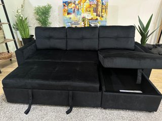 Sofá Negro 216cm Tela