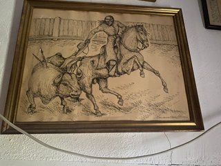 Cuadro Toros Rejoneador Pintura Grabada