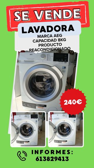Lavadora AEG 8kg Reacondicionada