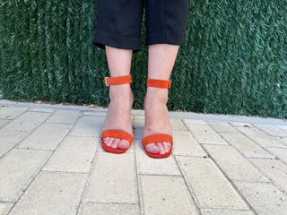 Sandalias Zara tacón naranja Talla 40