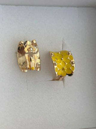 Orecchini vintage donna fiori gialli oro