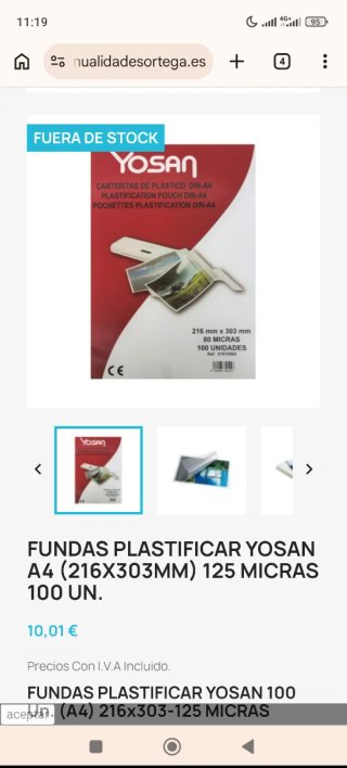 9 Paquetes Fundas Plastificar YOSAN A4 125 Micras.