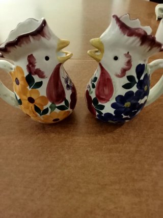 Coppia Galline Vintage Ceramica
