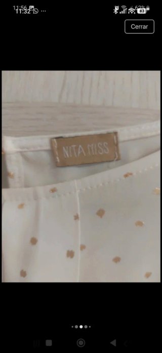 Blusa blanca con topos dorados Niña Miss