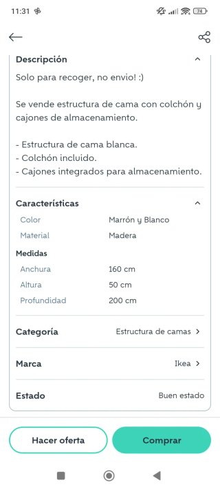Cama de matrimonio+ colchon
