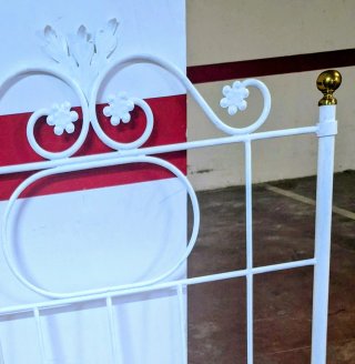Cabecero Cama Hierro Forjado Blanco Brillo 90cm