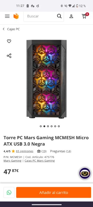 Torre PC Mars Gaming MCMESH Micro ATX Negra