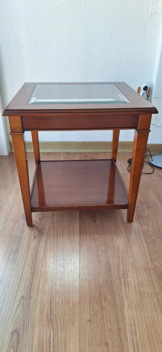 Mesa de centro cuadrada madera y cristal